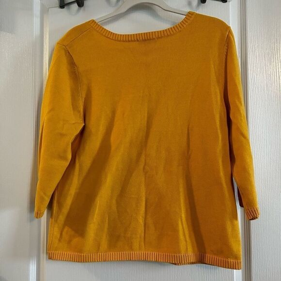 🌼🌼 Christopher & Banks Button sweater Yellow Large 3/4 sleeves EUC - Picture 3 of 11